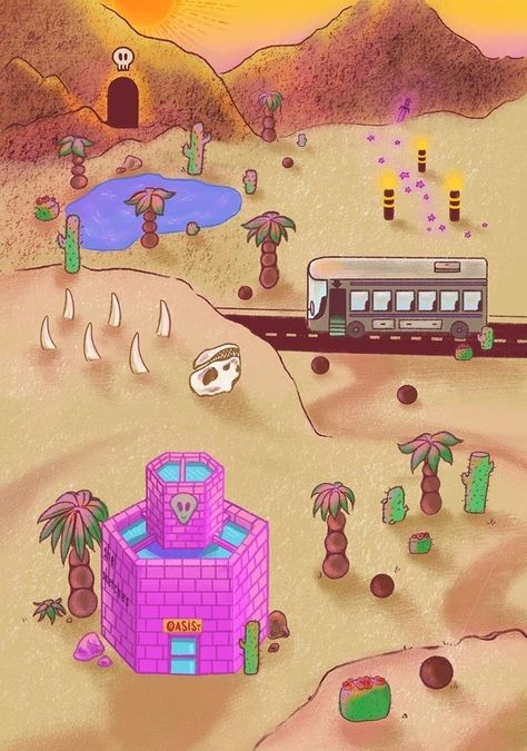 Stardew Valley art > Calico Desert > The Oasis > Skull Cavern Entrance | shelsketches Stardew Valley Skull Cavern, Skull Cavern Stardew Valley, Stardew Valley Quarry, Stardew Valley Art, Stardew Valley Farms, Stardew Valley Layout, Stardew Valley Tips, Stardew Valley Fanart, Universe Love