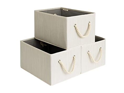 Limited-time deal: StorageWorks Large Storage Baskets for Organizing, Foldable Storage Baskets for Shelves, Fabric Storage Bins with Handles, Beige, White & Ivory, 3-Pack Bins For Organizing, Storage Baskets For Shelves, Small Walk In Closet, Closet Storage Bins, Baskets For Shelves, Dorm Organization, Decorative Storage Baskets, Collapsible Storage Bins, Large Storage Baskets