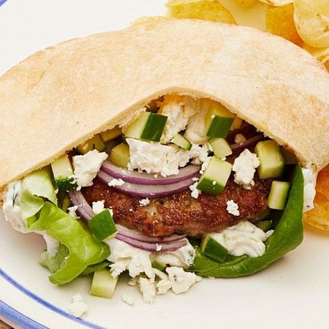 What To Make With Cucumbers, Greek Ground Turkey, Turkey Burger Recipe, Greek Turkey, Homemade Tzatziki, Turkey Burger Recipes, Red Onion Salad, Dinners To Make, Corn Beef And Cabbage