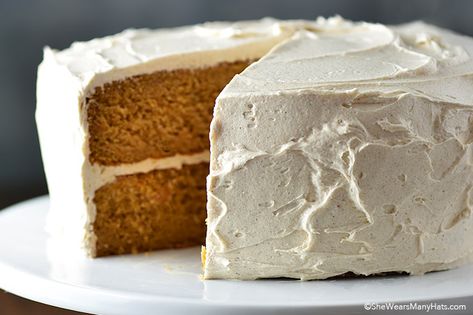 Southern Sweet Potato Cake Recipe, Honey Buttercream Frosting, Potato Cake Recipe, Ginger Desserts, Sweet Potato Cake Recipe, Honey Buttercream, Sweet Potato Pound Cake, Brick Street, Potato Cakes Recipe