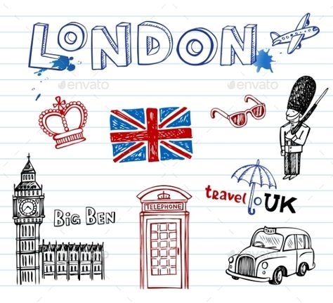 City Doodle Art, London Doodles, London Symbols, City Doodle, England Tattoo, Chrismas Cards, London Theme, Colouring Printables, Pocket Letters