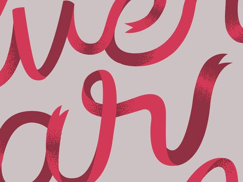 Ribbon lettering by Jade Sturms Ribbon Graphic Design, Ribbon Letters, Ribbon Lettering, Postcard Design Inspiration, Pencil Challenge, Ribbon Font, Christmas Tree Logo, Ribbon Illustration, Ribbon Graphic