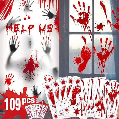 Halloween Window Clings, Halloween Window Decorations, Creepy Halloween Decorations, Zombie Party, Halloween Window, Scary Halloween Decorations, Skull Sticker, Halloween Decorations Indoor, Decoration Stickers