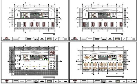 Floor plan layout details of multi-level administrative building dwg file. Floor plan layout details of multi-level administrative building that includes a detailed view of ground floor, first floor, second floor etc with basement floor, car parking view, main entry and exit gate, reception area, front desk, waiting and seating area, employee offices, employee desk, meeting hall, conference hall, dining area, cafeteria, smoking zone, sanitary facilities, studio, cleaning department and much more Administrative Building, Meeting Hall, Corporate Building, Office Floor Plan, Plan Layout, Basement Floor, Building Layout, Types Of Architecture, Conference Hall