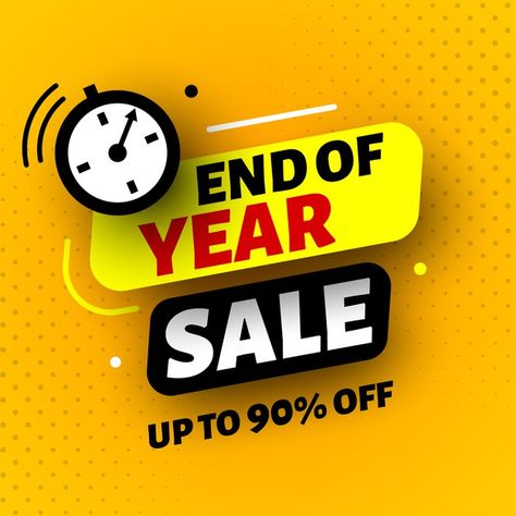 Year End Sale, Sale Banner, End Of Season Sale, End Of Year, Party Banner, Premium Vector, Graphic Resources, Gift Card, Clock