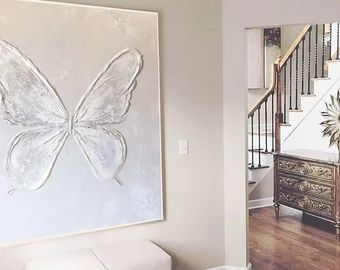 MarinArtLand - Etsy Texture Butterfly, Nursery Butterfly, Painting With Texture, Painting Nursery, Acrylic Butterfly, Butterfly Artwork, Texture Painting On Canvas, Diy Canvas Wall Art, Nursery Paintings