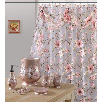 It's time to upgrade your bathroom. This Shower Curtain is a way to upgrade your bathroom. You can easily create a unique room that matches your style with a shower curtain showing off your favorite quotes. Color: Pink | Astoria Grand Chanelle Sheer Single Shower Curtain Polyester | 70 H x 72 W in | Wayfair French Country Bathroom, Pink Shower Curtains, Pink Showers, Shabby Chic Bathroom, Custom Shower Curtains, Chic Bathrooms, Floral Shower Curtains, Bath Accessories Set, Custom Shower