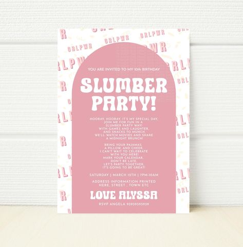 Slumber Party Sleepover Digital Birthday Invitation popcorn snacks Spa Night Party Printable Teen Birthday midnight brunch Spa Night Party, Party Sleepover, Popcorn Snacks, Spa Night, Email Sign, Teen Birthday, Party Printable, Slumber Party, Birthday Invitations Kids