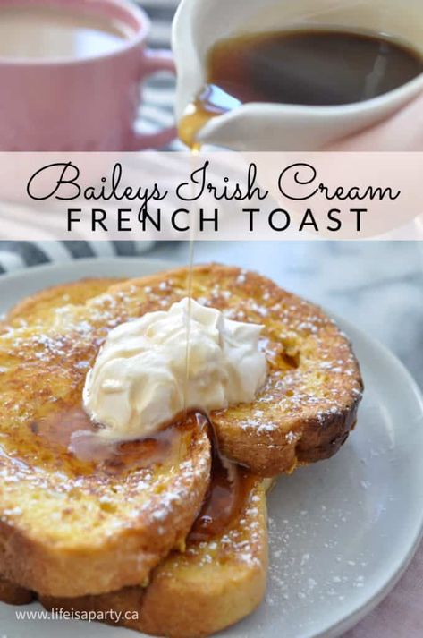 Baileys Breakfast Recipes, Irish Cream French Toast, Boozy French Toast, French Toast With Baileys Irish Cream, Baileys French Toast Casserole, Baileys French Toast Recipe, Baileys French Toast, Boozy Breakfast, Brunch French Toast