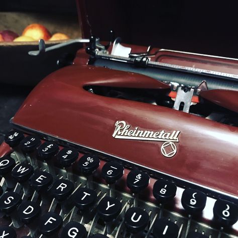 Rheinmetall KsT In Burgundy Red. Available soon from Acme Type Machines. Red Typewriter Aesthetic, Typing Machine Aesthetic, Typewriter Ideas, White Rabbit Jefferson Airplane, Red Typewriter, Fear And Loathing, Vintage Typewriter, Vintage Typewriters, Cherry Red