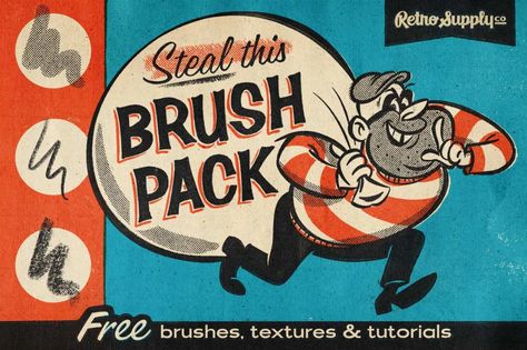 Steal This Brush Pack - RetroSupply Co. Illustration Design Graphique, Best Procreate Brushes, Illustrator Brushes, Free Procreate, Procreate Ipad Art, Procreate Brushes Free, Procreate Lettering, Free Brush, Ipad Art