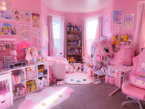 Kawaii Room Ideas, Hello Kitty Room Decor, Kawaii Bedroom, Otaku Room, Pink Room Decor, Cute Bedroom Ideas, Girly Room, Cute Bedroom Decor, Cute Room Ideas