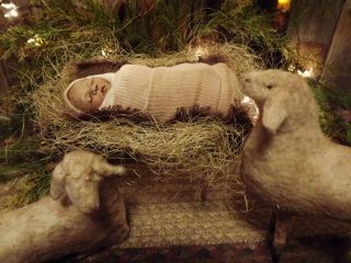 Jesus is the reason for the ALL seasons! Folk Art Sheep, Baby Jesus In Manger, Jesus In Manger, True Christmas, Christmas Glam, Christmas Tree Village, Vintage Nativity, Christmas Manger, Christmas To Do List