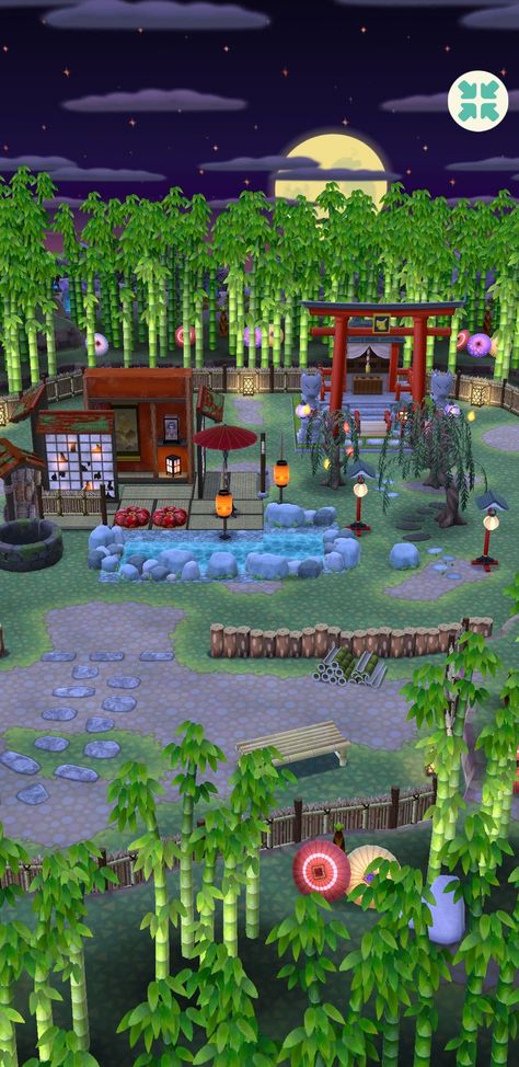 Japanese animal crossing campsite haunted Japanese Theme Animal Crossing, Acnh Campsite Japanese, Acnh China Town Ideas, Japanese Themed Island Animal Crossing, Animal Crossing Japanese Campsite, Japan Themed Animal Crossing Island, Japanese Island Acnh Layout, Animal Crossing China Town, Japanese Core Animal Crossing