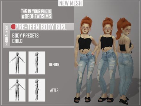 Redhead Sims CC Sims4 Cc Body Mods, Sims 4 Majorette Cc, Sims 4 Cc Pre Teen Mod, Pre Teen Sims 4 Mod, Sims 4 Kids Body Preset, Sims 4 Pre Teen Body Preset, Sims 4 Kid Body Preset, Height Mod Sims 4, Sims 4 Cc Child Body Preset