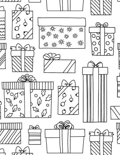 Christmas presents Christmas Present Coloring Pages, Grinch Coloring Pages, Christmas Tress, Christmas Colouring, Christmas Window Painting, Doodle Bug, Coloring Books For Adults, Doodle Art Journals, Savings Challenges