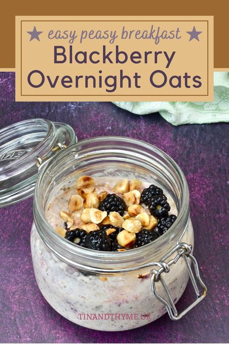 Blackberry Overnight Oats, Overnight Oats With Yogurt, Oats Overnight, Overnight Recipes, Oat Recipes Healthy, Easy Overnight Oats, Blackberry Recipes, Overnight Oats Recipe Healthy, Overnight Oats Healthy