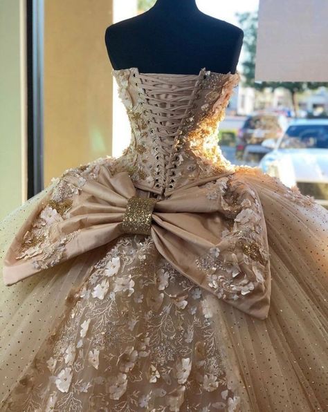 Brown Charro Quinceanera Dresses, Brown Quincenera Dresses, Brown And Gold Quince Theme, Quiencera Dresses Champagne, Quince Dresses Brown, Tan Quinceanera Dresses, Light Brown Quinceanera Dresses, Champagne Quinceanera Dresses Elegant, Brown Quince Dress