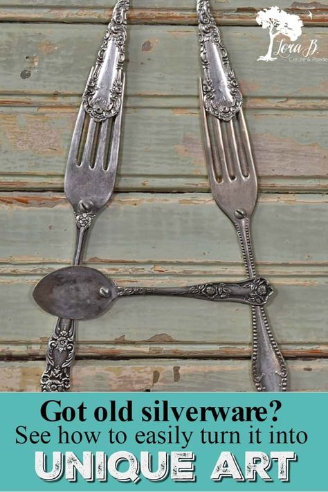 Vintage silverware can be re-purposed as unique art for your kitchen. With a little hammering and drilling, you can create an easy DIY word as unique art for your home. Here's a how-to. #repurposedsilverware #vintagerepurposing #vintagesilverware #DIY #wordart #vintagerepurposed Crafts Made From Old Silverware, Old Cutlery Ideas, Upcycle Utensils, Upcycling Silverware, Diy Silverware Crafts, Cutlery Crafts, Art For The Kitchen, Old Silverware, Flatware Crafts