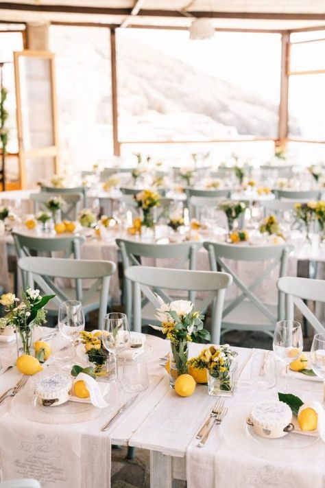 Lemon Themed Wedding Receptions, Amalfi Coast Theme Party, Italy Party Theme, Long Tables Wedding, Wedding Tuscany Italy, Italian Wedding Aesthetic, Fun Wedding Reception Ideas, Wedding Lemon, Tuscany Wedding Theme