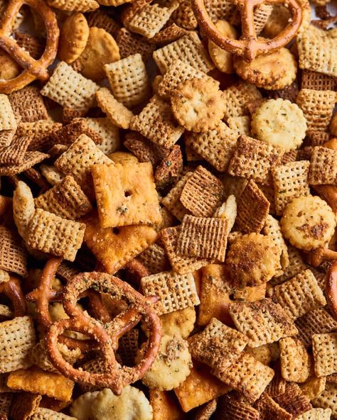 Oven-Baked Ranch Chex Mix Recipe | Kitchn Ranch Chex Mix Recipes, Ranch Chex, Ranch Chex Mix, Ranch Oyster Crackers, Parmesan Ranch, Ranch Dressing Seasoning, Chex Mix Recipe, Wheat Chex, Chex Party Mix