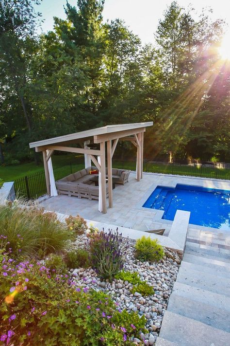 6x6 patio ideas #patioideas Pool Gazebo Ideas, Easy Pergola, Backyard Pool Cabana, Modern Cabana, Oberirdischer Pool, Pool Gazebo, Pool Pergola, Pool Cabanas, Modern Gazebo