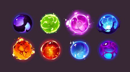 Cartoon energy spheres magic fantasy orb asset Vector Image Bubble Magic, Game Effect, Elemental Magic, Super Powers Art, Sakura Kinomoto, Magic Design, Light Flare, Energy Balls, Vector Cartoon