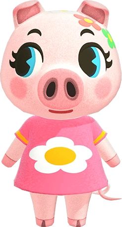 It's fun to dress up and look so cute on occasion!Gala, New Leaf Gala (ためこ Tameko?) is a normal pig villager in the Animal Crossing series who makes her first appearance in City Folk. Her name may refer to a type of apples, Gala Apples, or it may also refer to "Gala Pork Pie." Her catchphrase references the snorting sounds that most pigs make. She has the education hobby. She appears on the cover of Señor K.K. Gala is a light pink pig with big, bright blue eyes with large black pupils, as well a Animal Crossing City Folk, Animal Crossing City, Animal Crossing Wiki, Pink Island, Pisces Birthday, Video Game Character, Gala Apples, City Folk, Animal Crossing Characters