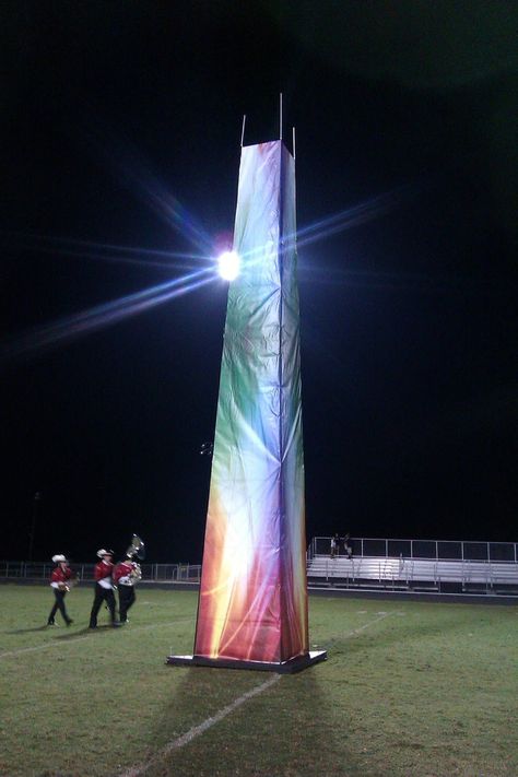 Building 30 foot tall towers for your marching band show. Marching Band Shows, New Years Ball, 2023 Ideas, Band Ideas, Band Stuff, Color Guard, Marching Band, Atlantis, Fair Grounds