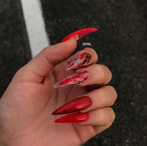 Red Acrylic Nails, Valentine Nails, Nail Designs Valentines, Nailed It, Prom Nails, Dope Nails, Nail Arts, Valentine's Day Nails, Valentines Nails