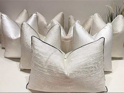 Luxury Cream, Ivory Textured Satin Cushion Set Pillow Cover, exact replica for Stacey Solomon- sofa bed throw The Couture Cushion : Amazon.co.uk: Handmade Products