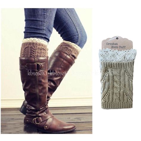 Chunky Cable Knit Boot Toppers With Lace Trim New In Package Color: Tan With Cream Crocheted Trim Add Immediate Style And Warmth To Your Fall And Winter Outfits With These On Trend Boot Toppers! Boot Accessories *Colors May Vary Slightly Due To Lighting And Device Used For Viewing. Thigh High Compression Socks, Parisian Stripes, Loafers With Socks, Fall And Winter Outfits, Knit Boot, Boot Toppers, Striped Tights, Cozy Boots, Black And White Stars