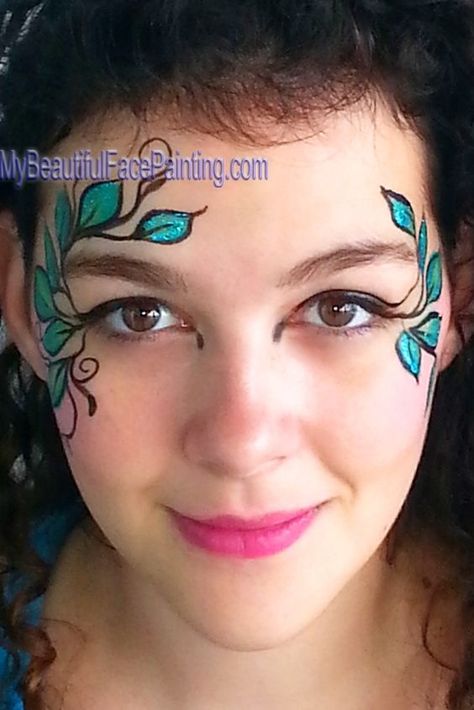 Leaf Face Paint, Mother Nature Costume Makeup, Face Painting Images, Mother Nature Costume, Fairy Face Paint, Fairy Face, Festival Paint, Adult Face Painting, Festival Face