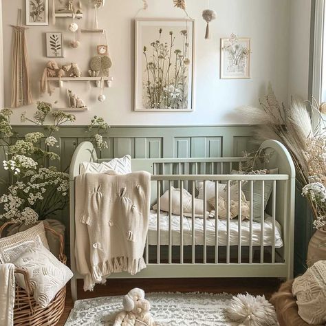 20+ Nature-Inspired Green Nursery Themes for a Serene Baby Space • 333+ Art Images Wnchanted Forest Nursery, Sage Green Forest Nursery, Earthy Nursery Decor, Unisex Green Nursery, Green Nursery Mural, Harry Potter Herbology Nursery, Sage Green Wildflower Nursery, Green Garden Nursery, Garden Inspired Nursery