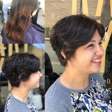 Short Haircut For A Chubby Face Short Hairstyles For Round Faces, Chubby Face Haircuts, Chubby Face, Short Hair Designs, Short Hair Cuts For Round Faces, Dunner Wordend Haar, Short Hair Model, Thick Wavy Hair, Cute Looks