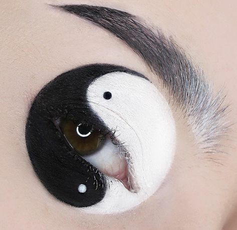 Kush Mascara, Lip Hair, Crazy Makeup, Yin And Yang, Festival Makeup, Contour Makeup, Ying Yang, Eye Art, Cute Makeup