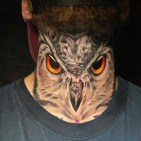 Owl Neck Tattoo, Chest Tattoo Sketches, Skull Drawing Sketches, Neck Tattoos For Men, Hals Tattoo Mann, Tattoo Bras Homme, Tech Tattoo, Best Neck Tattoos, Colored Tattoo Design