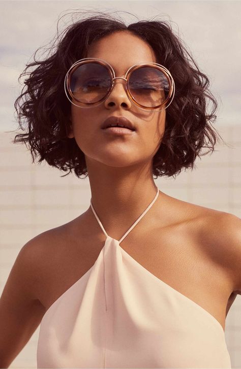 Chloé 'Carlina' 58mm Round Sunglasses | Nordstrom | Round sunglasses, Sunglasses, 58mm sunglasses White Bustier Top, Italian Sunglasses, Chloe Sunglasses, Gold Gradient, Black Leather Biker Jacket, Silver Sunglasses, Black Leather Pumps, Black Leather Flats, Leather Heels Sandals