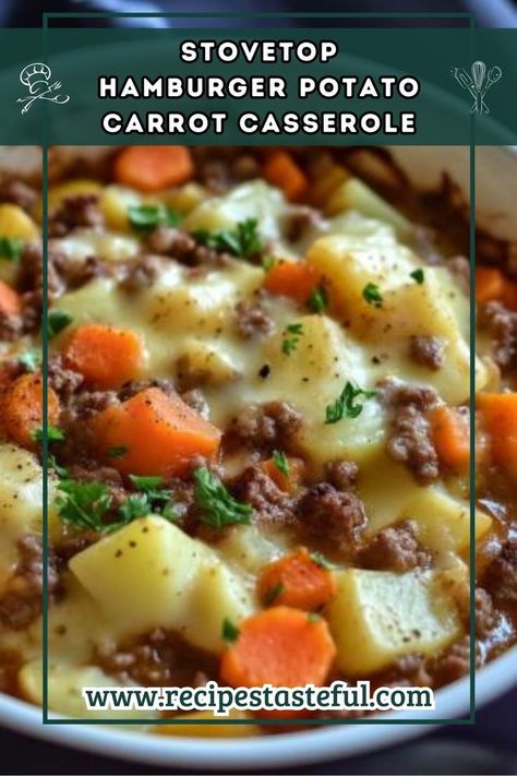 A hearty and comforting casserole featuring ground beef, potatoes, and carrots, perfect for family dinners or gatherings. Potato Carrot Casserole, Beef Potatoes And Carrots, Ground Beef Potato Casserole, Ground Beef Potatoes, Carrot Casserole, Hamburger Potato Casserole, Hamburger And Potatoes, Beef Potatoes, Potatoes And Carrots