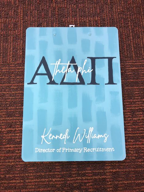 Pi Chi Clipboard, Painted Clipboard Ideas, Sorority Clipboard Ideas, Recruitment Video, Clipboard Decorating, Big Little Canvas, Recruitment Ideas, Resident Assistant, Pi Phi