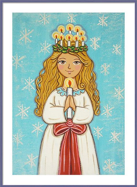 Swedish Christmas Decorations, Santa Lucia Day, St Lucia Day, Sweden Christmas, St Lucy, Saint Lucy, Catholic Wall Art, Swedish Christmas, All Saints Day