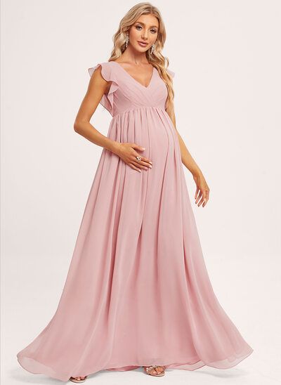 Blush, Dusty Rose Maternity Bridesmaid Dresses | JJ's House Maternity Bridesmaid Dress, Black Pool, Maternity Bridesmaid Dresses, Blush Bridesmaids, Chiffon Ruffle, Floor Length Dresses, Summer Winter, Custom Dresses, Maternity Dresses