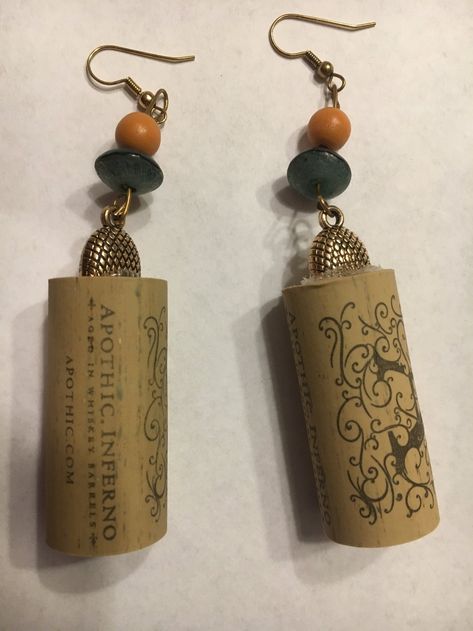 Customizable Wine Cork Earrings | Etsy Wine Cork Earrings, Wine Cork Jewelry, Bohemian Style Rings, Cork Jewelry, Cork Earrings, Custom Lanyards, Elegant Wine, Cork Diy, Rustic Earrings