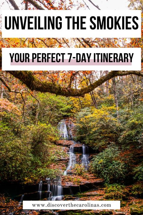 Discover the wonders of the Smoky Mountains with our 7-day itinerary. From majestic peaks to hidden waterfalls, experience the beauty and charm of this iconic destination. Plan your unforgettable journey today! #SmokyMountains #TravelItinerary #MountainEscape #NatureExploration #DiscoverTheCarolinas #AdventureAwaits The Carolinas, Great Smoky Mountains, Smoky Mountains, Adventure Awaits, Outdoor Fun, Travel Itinerary, Travel Ideas, Beautiful Beaches, Culture Art