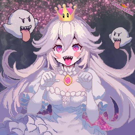 Boosette by aurakera Super Princess Peach, Super Princess, Goth Princess, Nintendo Princess, King Boo, Retro Gaming Art, Dark And Twisted, Mario Art, Cute Little Drawings