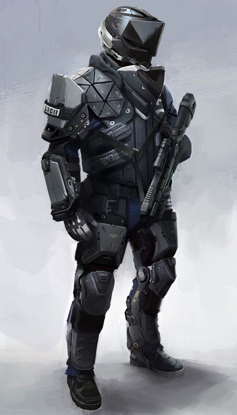 Prague Swat character concept art from Deus Ex: Mankind Divided #art #illustration #artwork #gaming #videogames #gamer #conceptart #gameart Futuristic Suit, Deus Ex Mankind Divided, Angelo Guerriero, Estilo Cyberpunk, Tactical Armor, Futuristic Armor, Futuristic Armour, Sci-fi Armor, Future Soldier