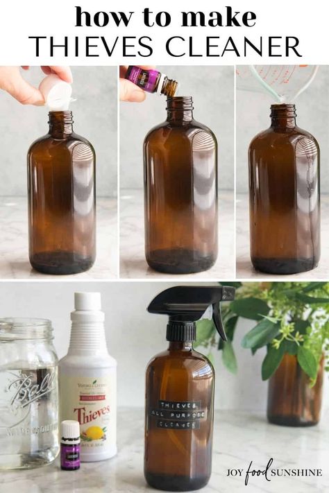 This thieves cleaner is an affordable, homemade, non-toxic, all-purpose cleaning spray that really works. Learn how to make this thieves household cleaner! Thieves Household Cleaner Recipe, Clean Aesthetic Bedroom, Thieves Cleaner Recipe, Theives Oil, Thieves Spray, Natural Cleaning Supplies, Nontoxic Cleaning, Thieves Oil, Thieves Cleaner