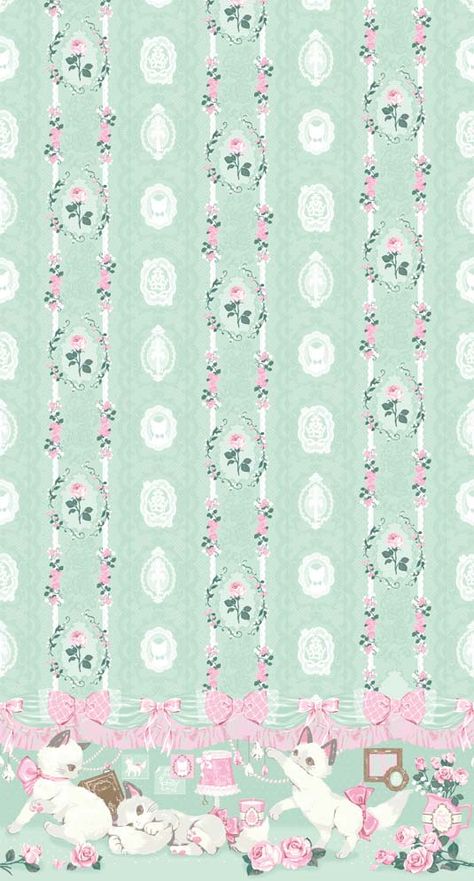 Angelic Pretty Wallpaper, Cat Mint, Tartan Wallpaper, Kawaii Wallpapers, Pink Planner, Phone Decoration, Wallpaper Print, Paper Printable, Printed Backgrounds