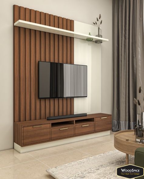 A swathe of dark green on the lower and upper cabinets gives a pleasant vibe to this all-white design.#kitchen #kitchendesign #interiordesign #homedecor #design #interior #kitchendecor #homedesign #homesweethome #renovation #bedroom #kitchenremodel #kitcheninspo #kitchenrenovation #interiordesignerbangalore #luxurykitchen #kitchenwardrobe #tallunit Tv Unit Interior Design, Wall Tv Unit Design, Latest Living Room Designs, Tv Room Design, Dream Apartment Decor, Tv Wall Unit, Tv Wall Design, Tv Unit Design, Lounge Design