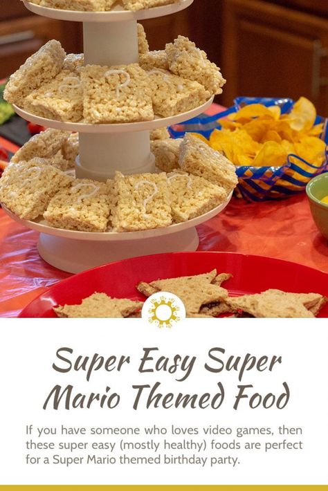 If you have someone who loves video games, then these super easy (mostly healthy) foods are perfect for a Super Mario themed birthday party. #sonshinekitchen #supermario #birthdayparty #mariobirthdayparty Mario Themed Food, Super Mario Themed Birthday Party, Mario Themed Birthday Party, Princess Peach Party, Super Mario Birthday Party, Peach Party, Store Bought Cake, Themed Food, Mario Birthday Party